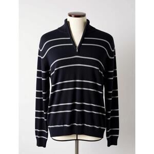 Arrow Men's 100% Cotton Striped Quarter Zip Sweater Size L